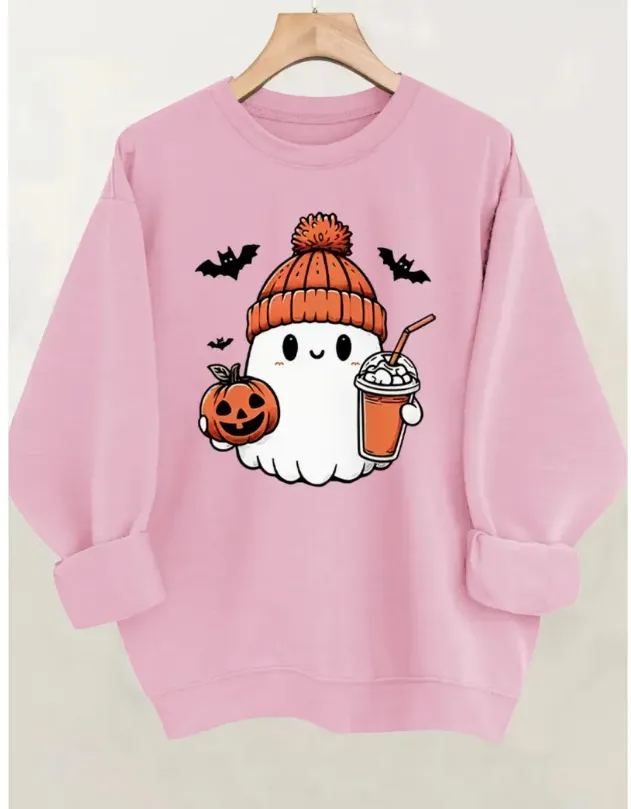 Letter Fleece Printed Casual Long Sleeved Sweatshirt Pink - Shop at LoveMi