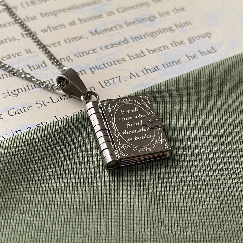 Book Necklace Silver