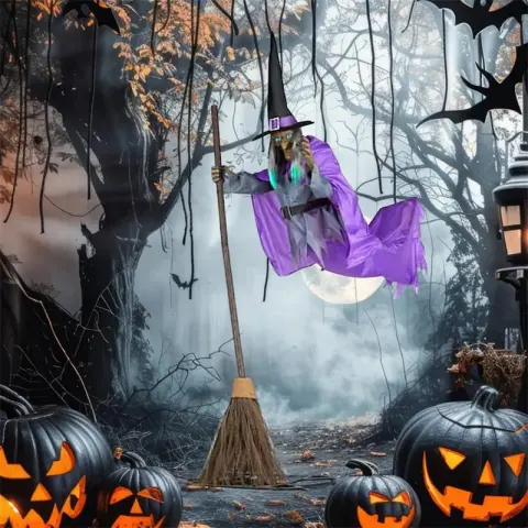 Halloween Flying Witch Decoration Ghost Outdoor Scary Animatronics Props