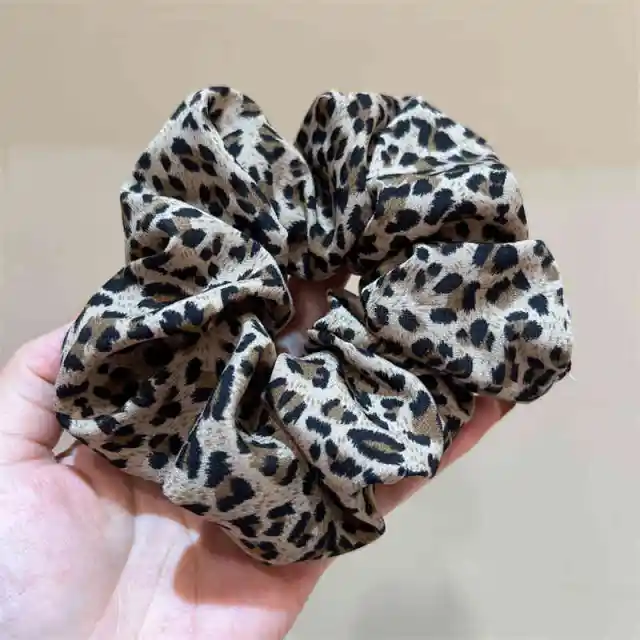 Leopard Print Intestine Ring Hair Band Retro Temperament Headband Khaki Coffee - Shop at LoveMi