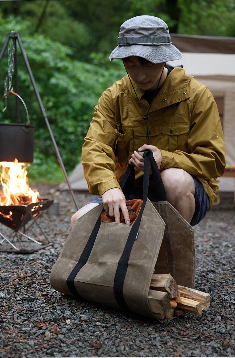 Title 5, Oil Wax Canvas Firewood Buggy Bag Multifunctional