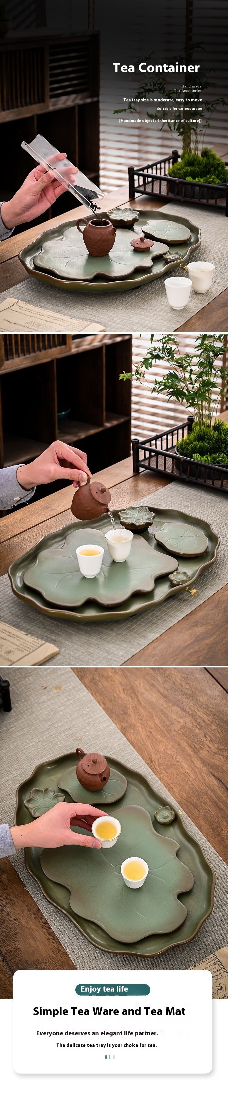 Title 2, Tea Table Ceramic Tea Tray Household Bench Offi...