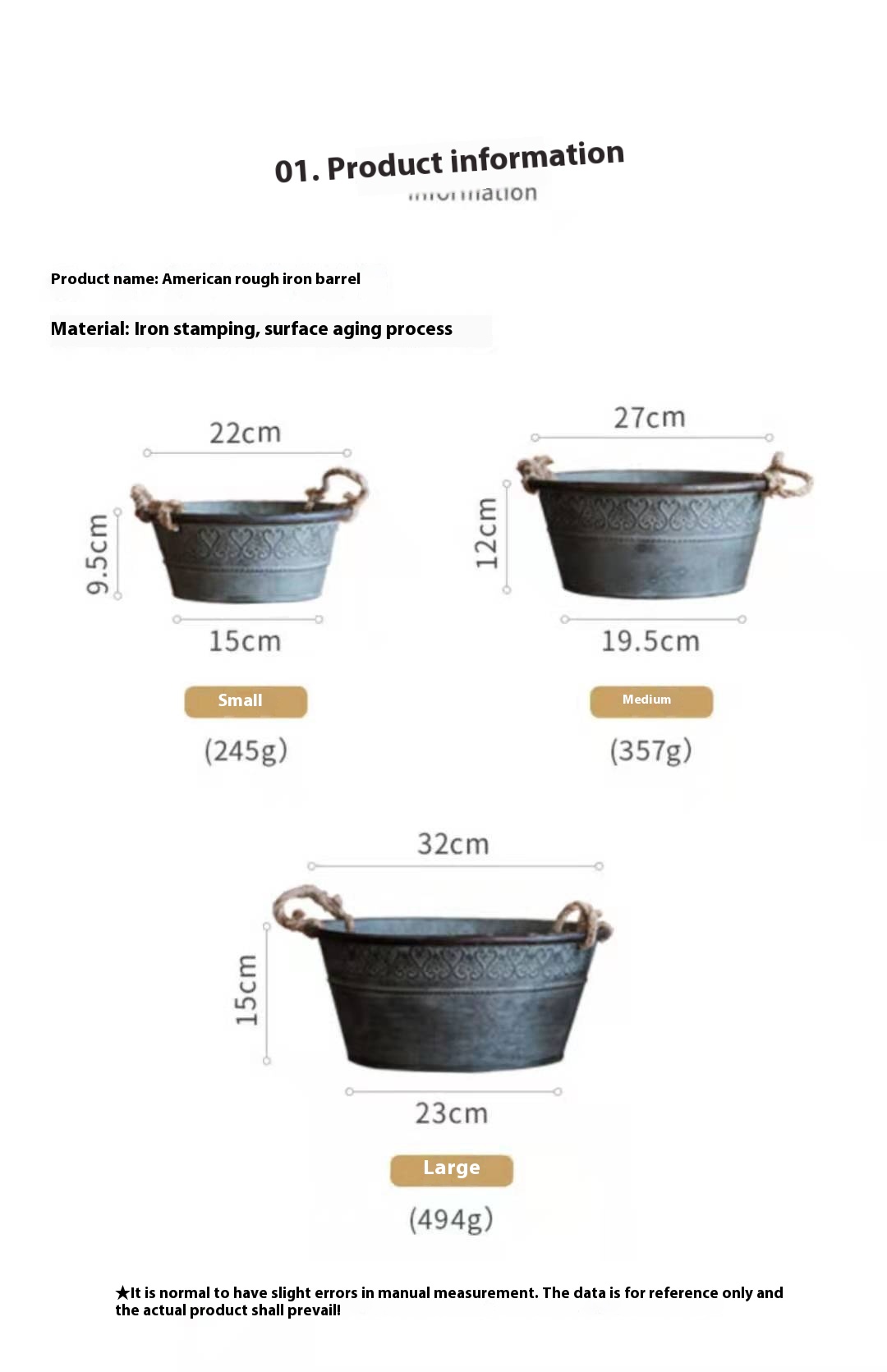 Title 8, American-style Binaural Hemp Rope Iron Bucket H...