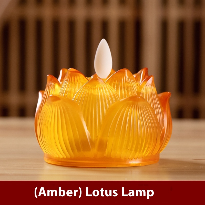 Title 2, Glass Lotus Electronic Buddha Worshiping Lamp L...