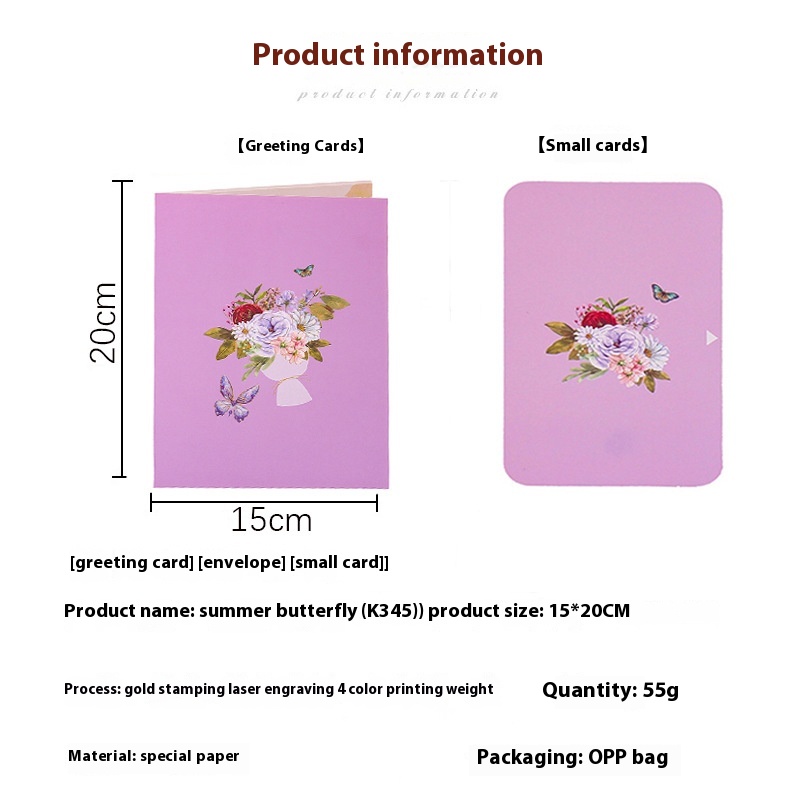 Title 1, Greeting Card Creative 3D Card Folding Pansy St...