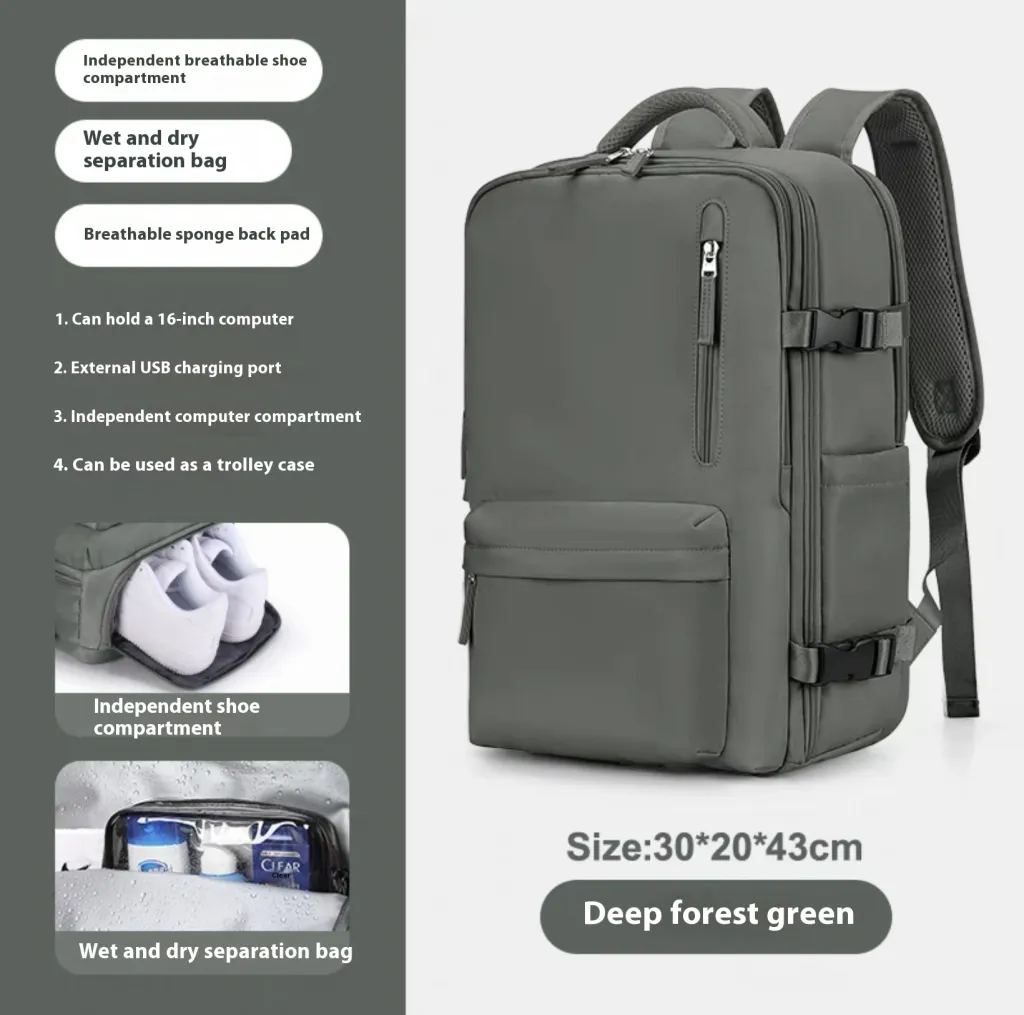 Fashion Large Capacity Travel Backpack Student School Bags - Green