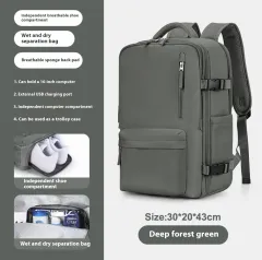 Fashion Large Capacity Travel Backpack Student School Bags - Green - View 1