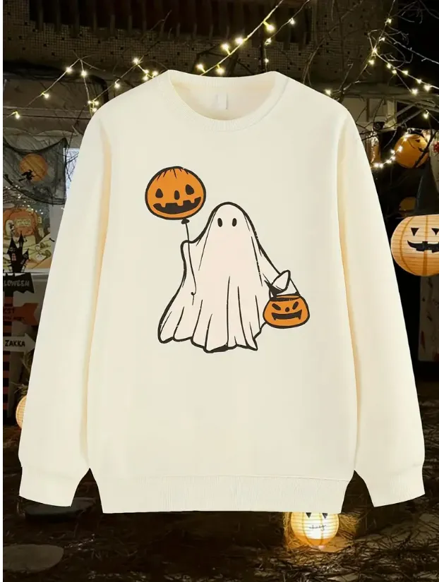 Letter Fleece Printed Casual Long Sleeved Sweatshirt Apricot - Shop at LoveMi