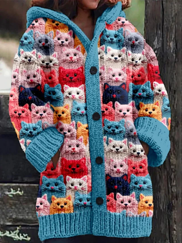 New Christmas Abstract Printed Casual Cloak Coat Twz3H202422113 - Shop at LoveMi