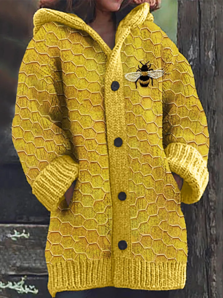 New Christmas Abstract Printed Casual Cloak Coat - Yellow