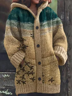 New Christmas Abstract Printed Casual Cloak Coat - Tw202408061-Xl - View 1