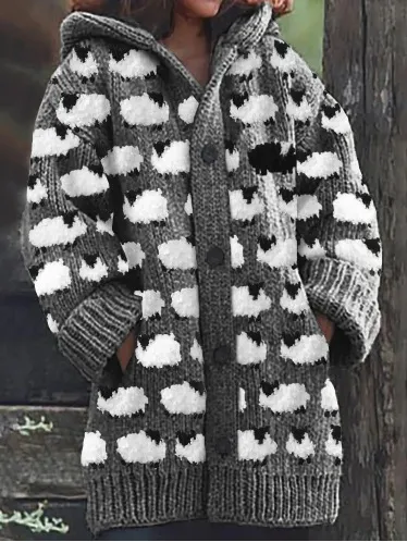 New Christmas Abstract Printed Casual Cloak Coat Twk8D20240111E L - Shop at LoveMi