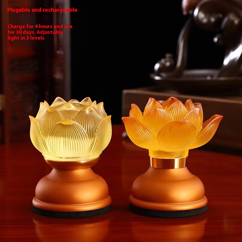 Title 3, Crystal Charging Lotus Led Buddha Lamp Plug-in