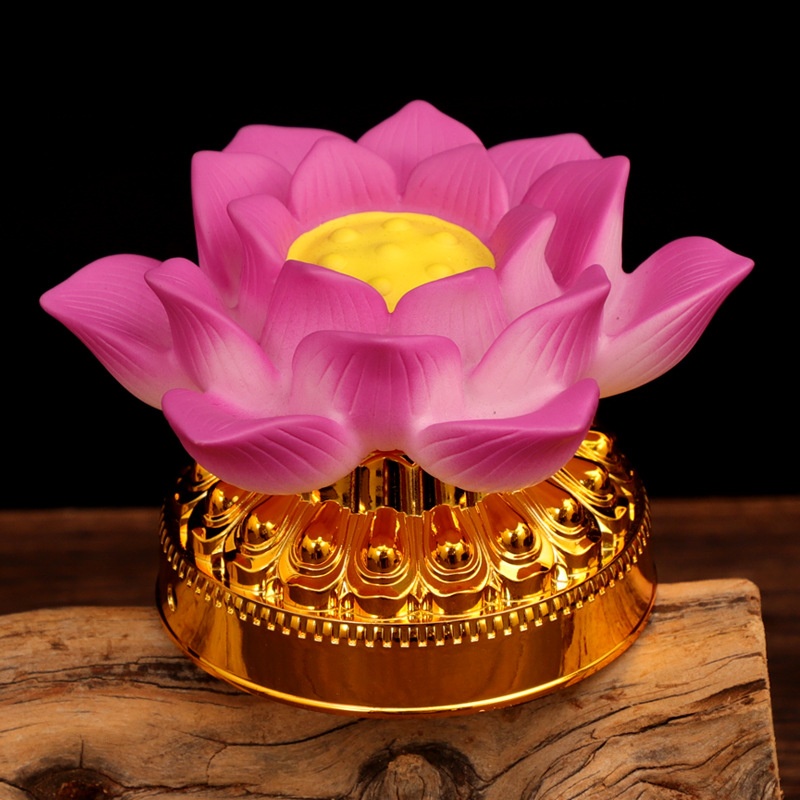 Shengmiole Colorful Lotus Lights Buddha Front Lantern