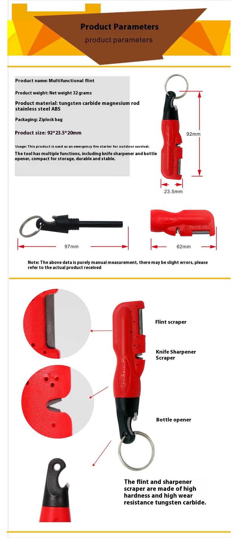 upgraded 3-in-1 Knife Sharpener with its detailed parameters and detail. Sizes are described separately.