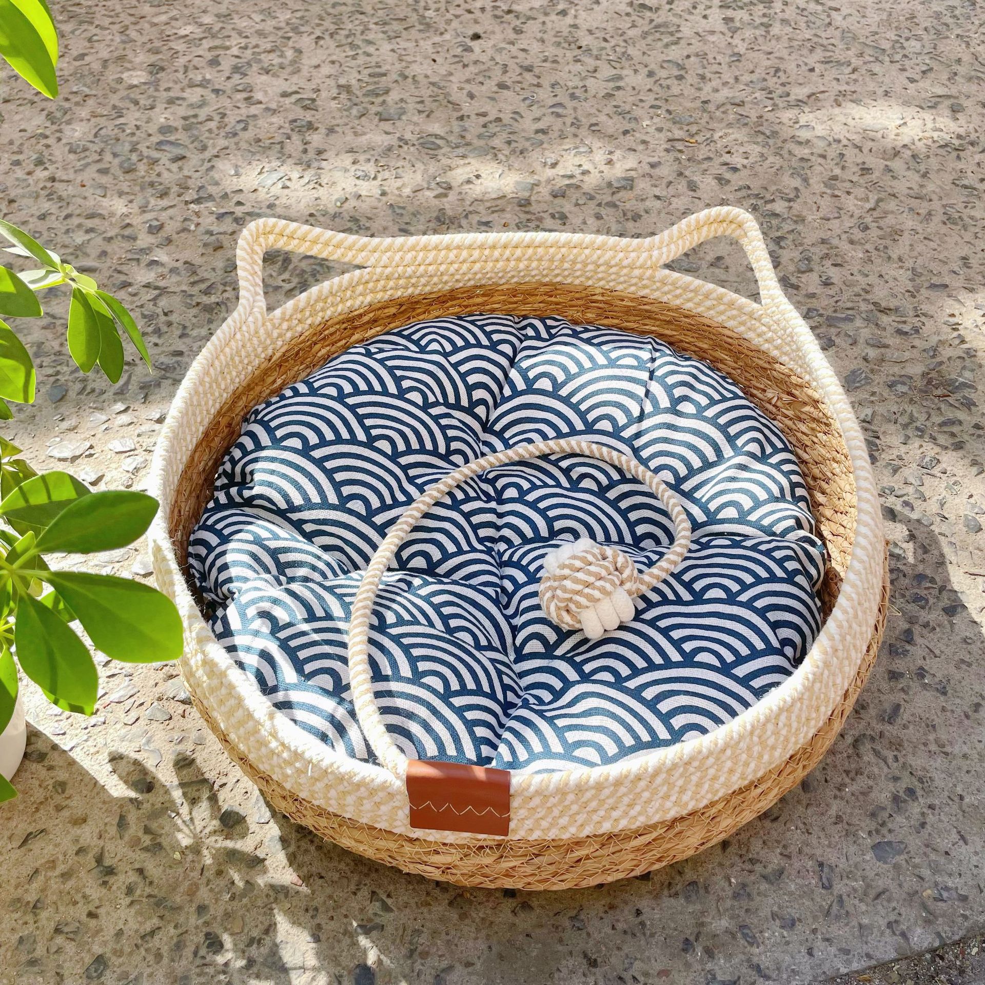 Nest And Blue Cotton Cushion