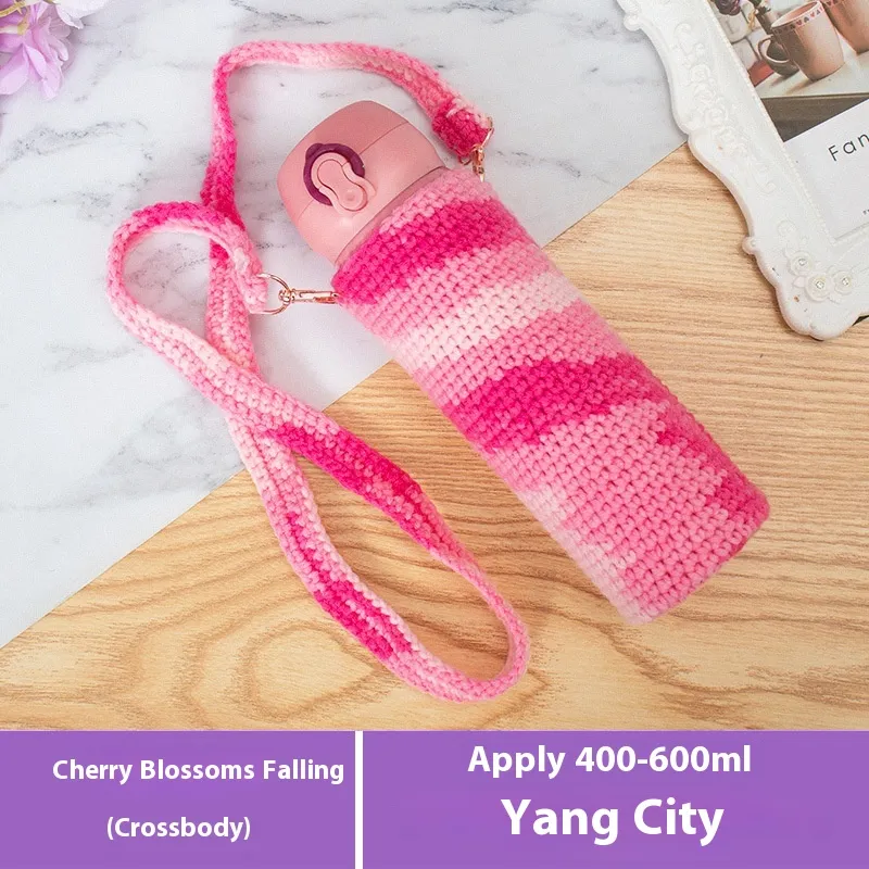 Cup Cover Crossbody Long Strap Vacuum Cup Glass Universal - Fallen Flowers Crossbody