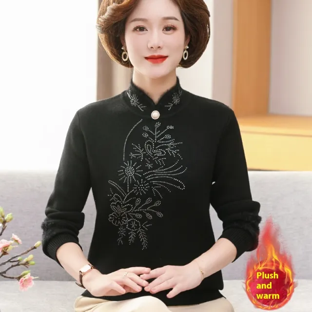 Autumn And Winter Women's Knitted One piece Velvet Sweater Black - Shop at LoveMi
