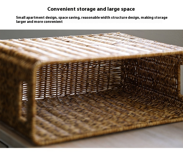 Title 8, Japanese Straw Magazine Basket for Stylish Stor...