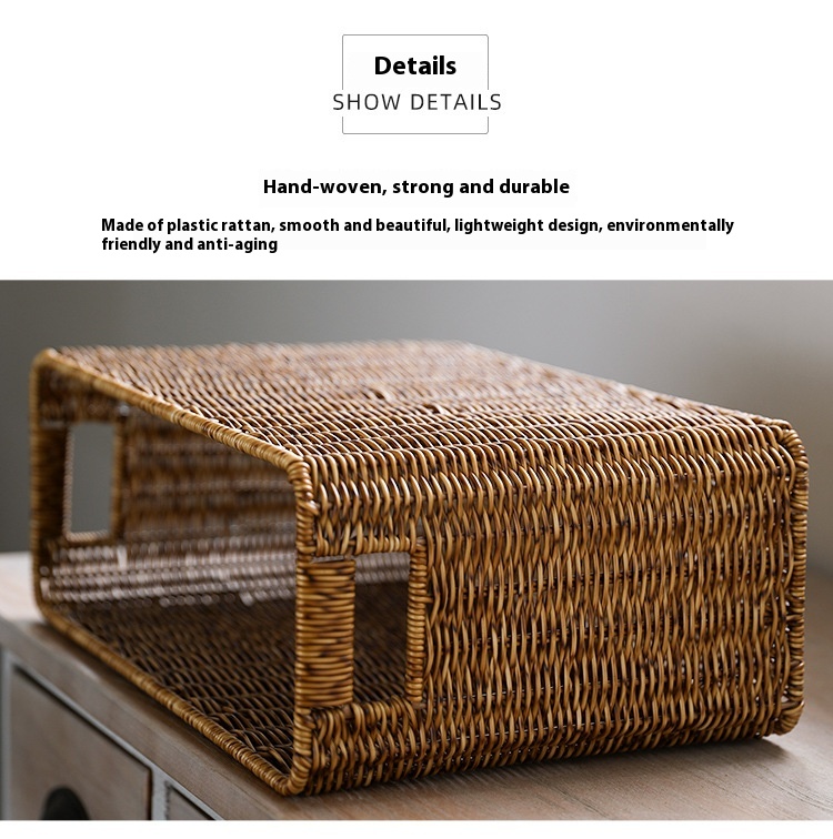 Title 9, Japanese Straw Magazine Basket for Stylish Stor...