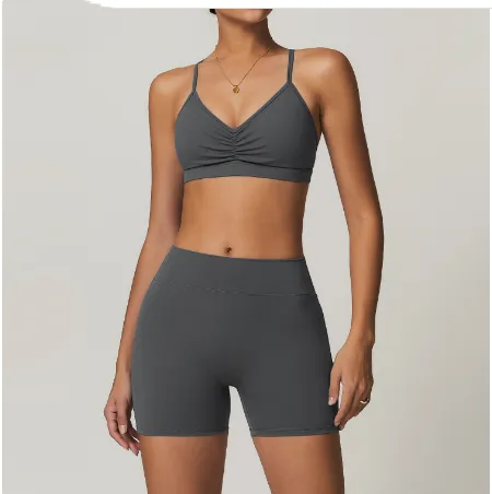 Beauty Back Yoga Clothes Suit Cargo Pocket Sports Suit High Waist Hip Lift Workout Clothes Cinerite S Bra+Shorts - Shop at LoveMi