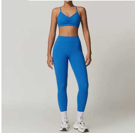 Beauty Back Yoga Clothes Suit Cargo Pocket Sports Suit High Waist Hip Lift Workout Clothes Cobalt - Shop at LoveMi