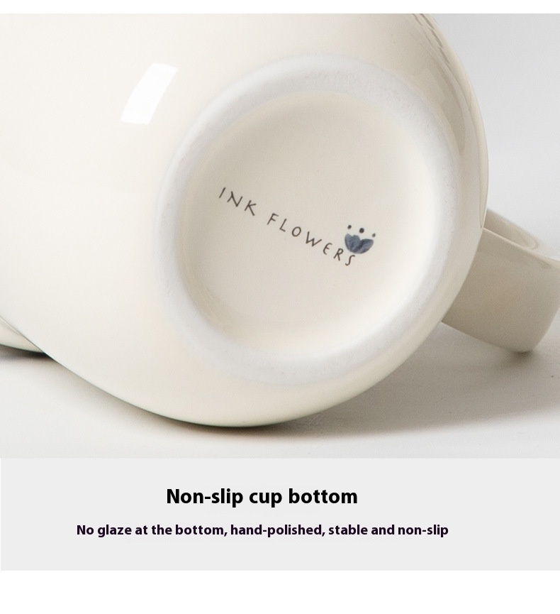 Title 10, Ink Flower Cream Color Ceramic Coffee Cup Chine...