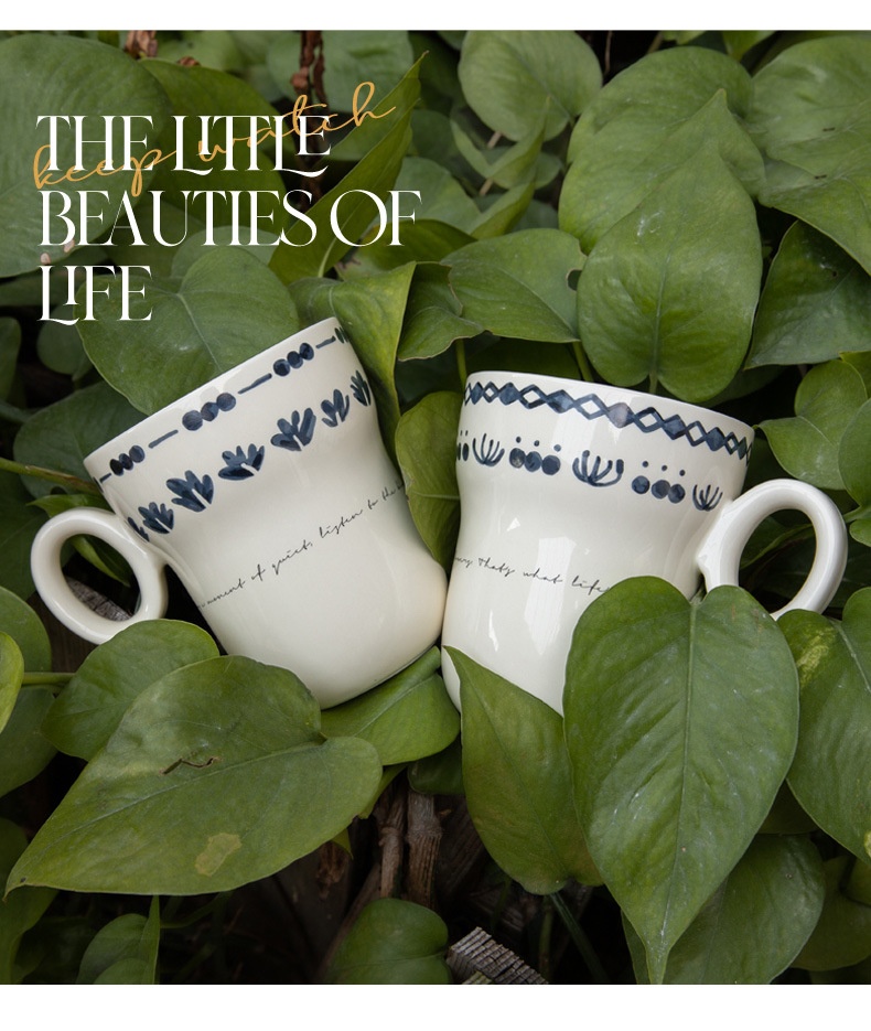 Title 2, Ink Flower Cream Color Ceramic Coffee Cup Chine...