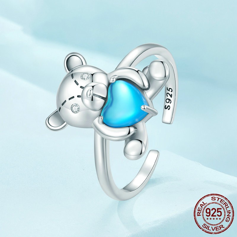 Cute 925 Silver Bear Ring