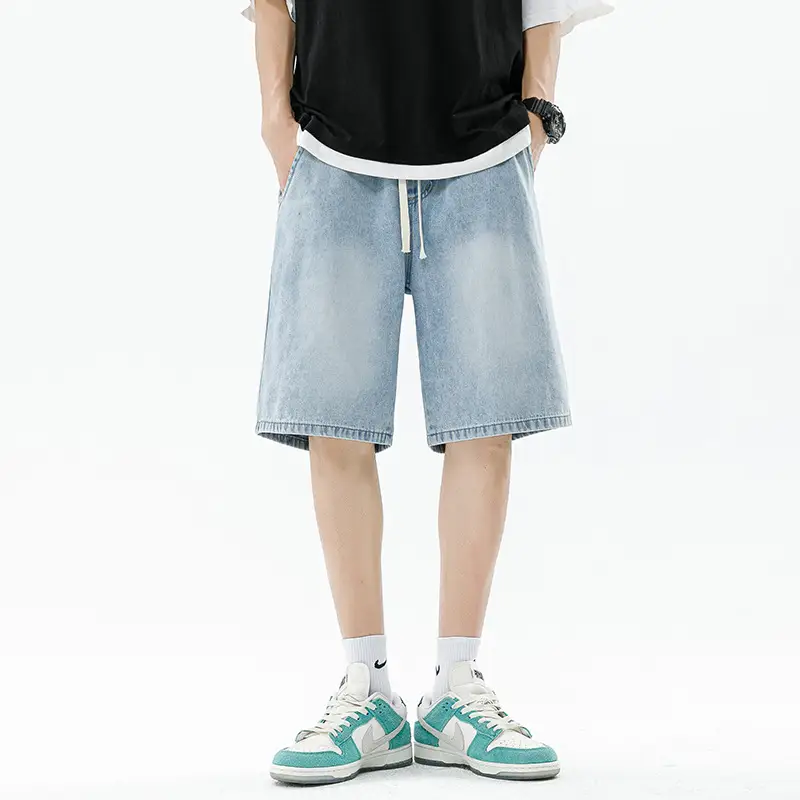 Men's Light Color Retro Straight Denim Shorts