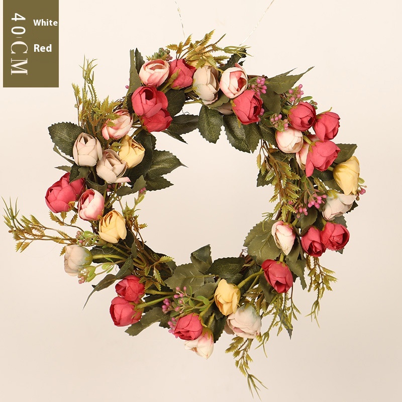 Title 5, Rose Bud Wreath Vine Ring Garland Simulation