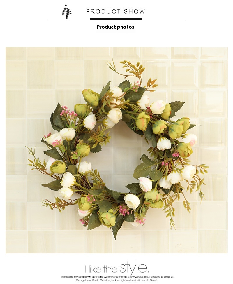 Title 3, Rose Bud Wreath Vine Ring Garland Simulation