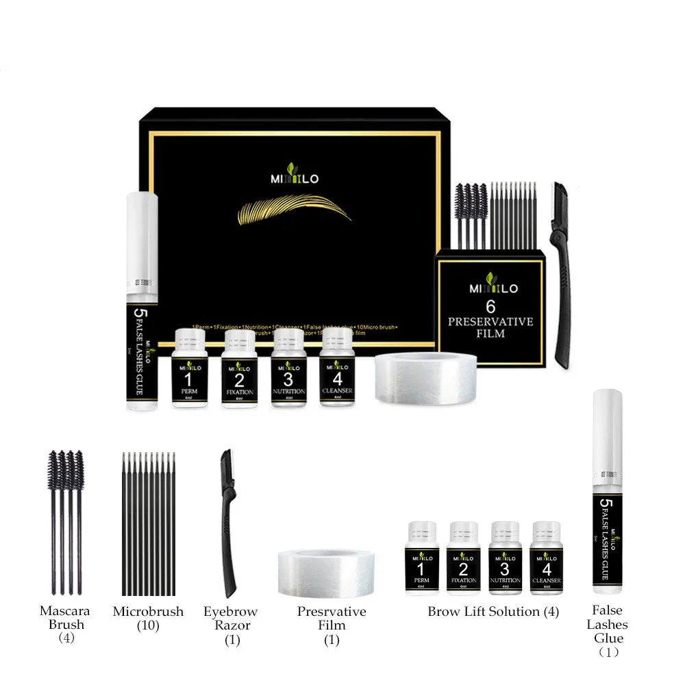 Eyelash Perm Eyebrow Set Keratin Styling - Black
