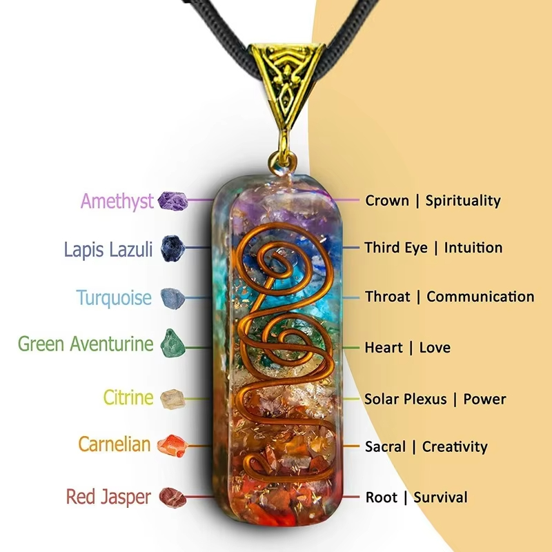 Retro Reiki Healing Energy Crystal Pendant Natural Stone