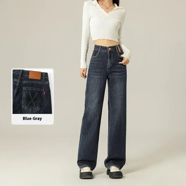 Fashionable Retro Embroidered Jeans For Women 7160 Blue And Gray - Shop at LoveMi