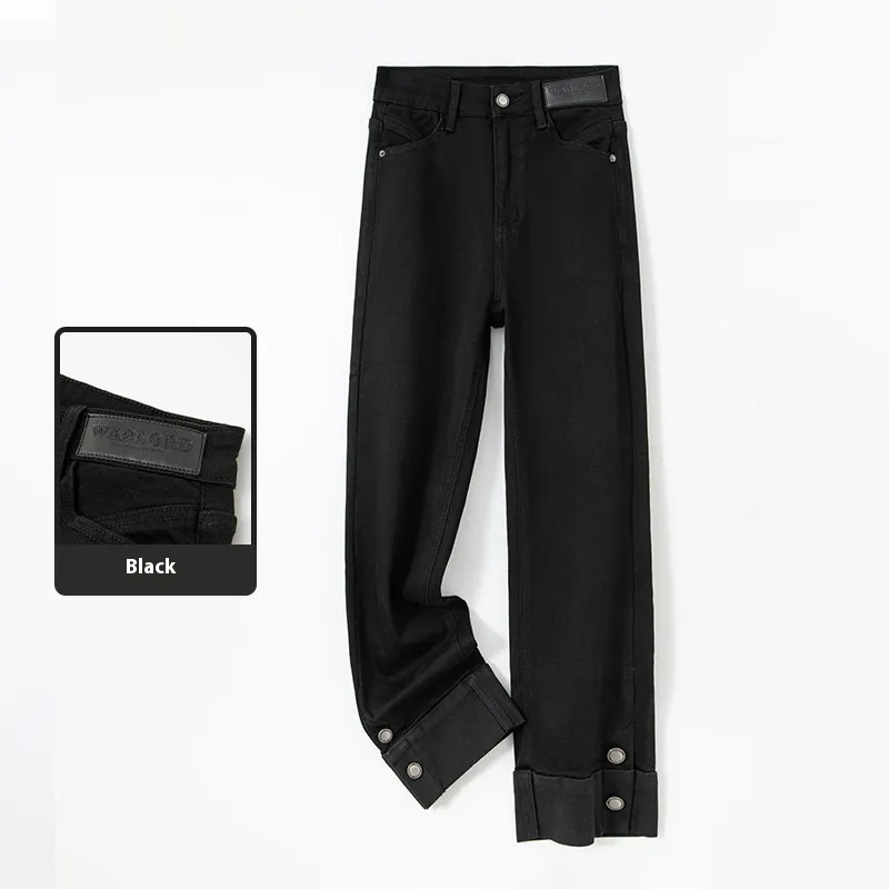 Contrast Color Stretchy Straight-leg Pants Children - Black