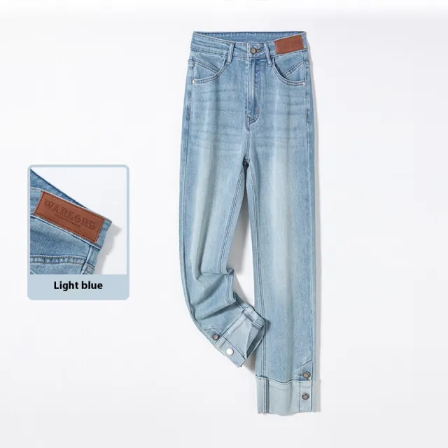 Contrast Color Stretchy Straight leg Pants Children Light Blue - Shop at LoveMi