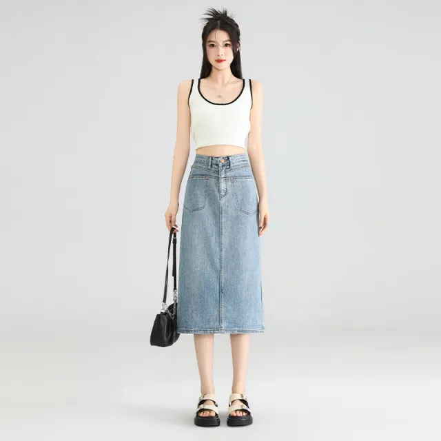 Women's Fashion Personality Hip wrapped Mid length Dress Blue - Shop at LoveMi