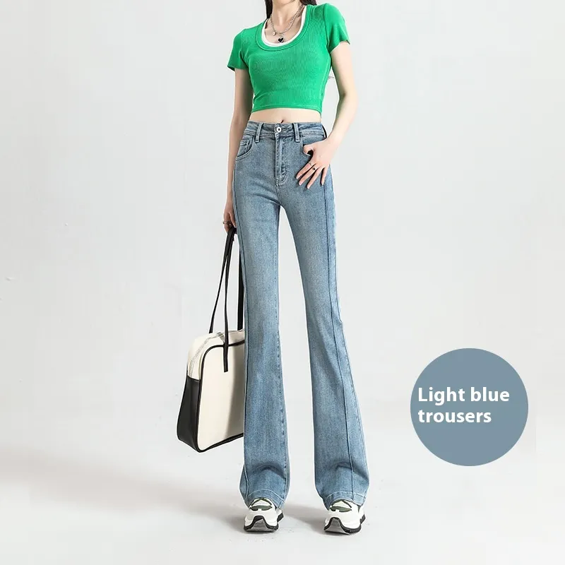 Fashionable High Waist Skinny Jeans For Women - Light Blue Trousers