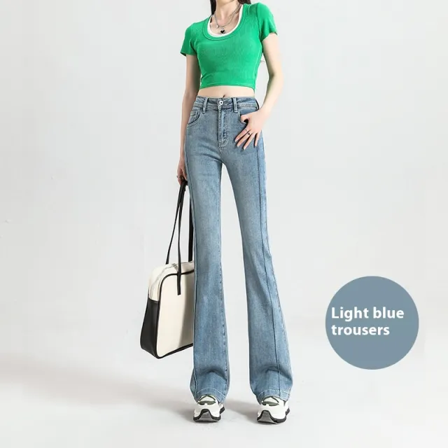 Fashionable High Waist Skinny Jeans For Women Light Blue Trousers - Shop at LoveMi