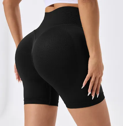 Hip Raise Fitness Pants Women's Seamless Knitted Belly Tight Pants Black - Shop at LoveMi