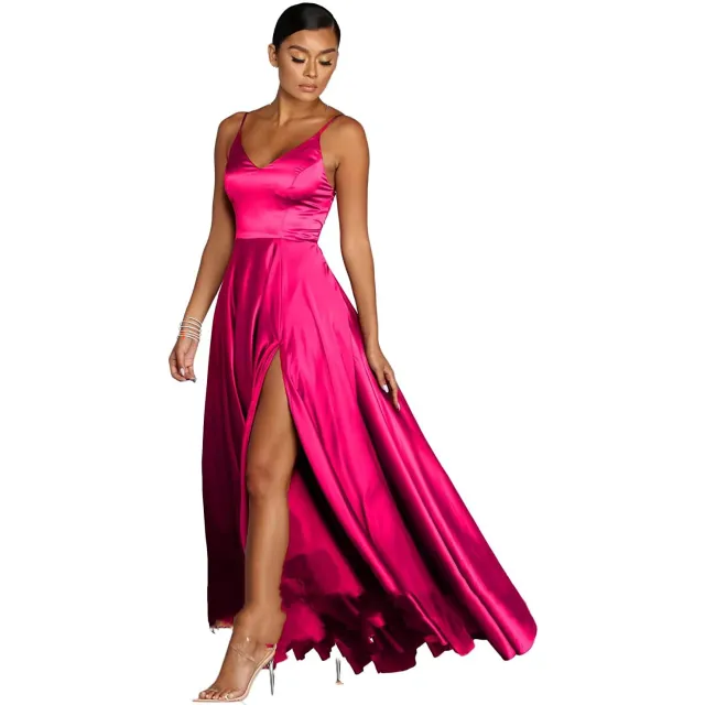 Women's Versatile Casual Temperament Long Dress Pink - Shop at LoveMi