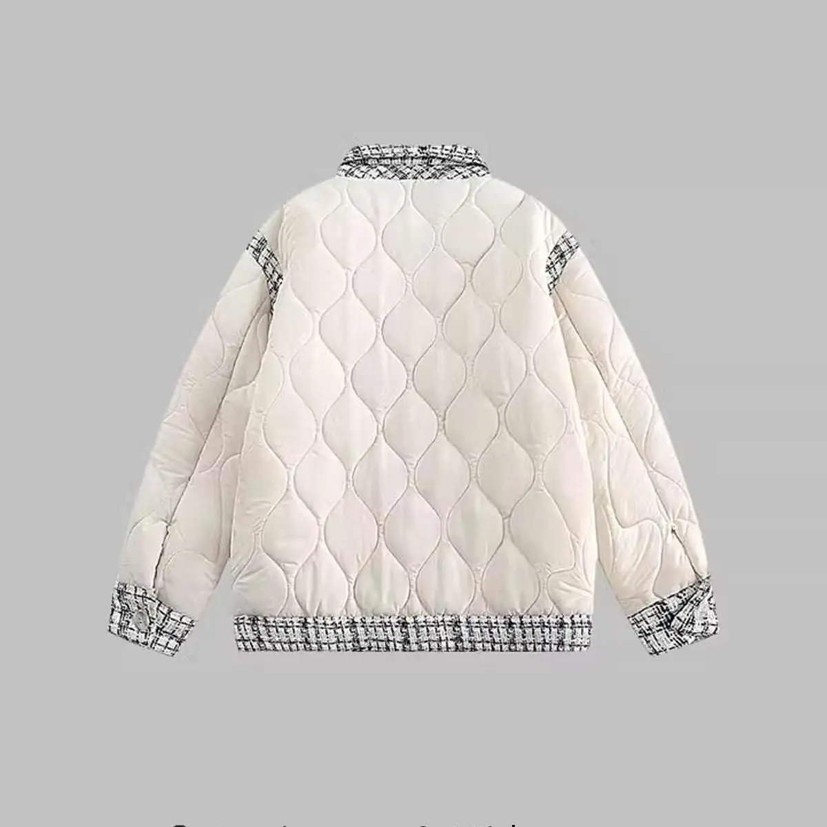 Gourd Grid Stitching Classic Style Cotton-padded Coat