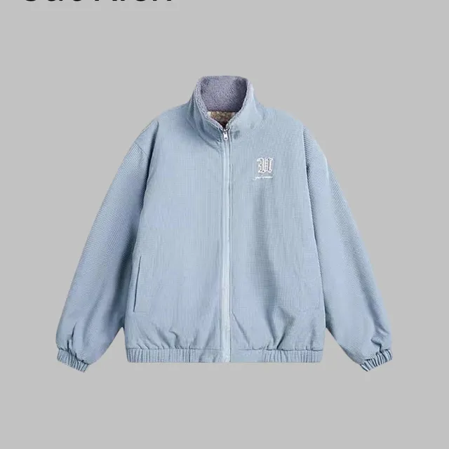 Wear Lamb Wool Cotton Coat On Both Sides Blue - Shop at LoveMi