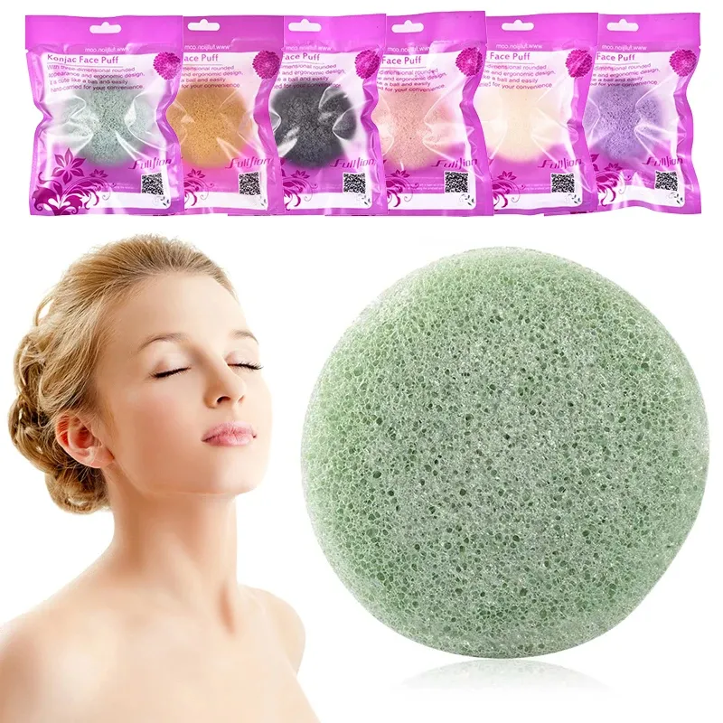 Konjac Sponge For Washing Face Round Konjac Konnyaku Sponge Facial Cleansing Exfoliator Bathing Puff Face Wash Puff