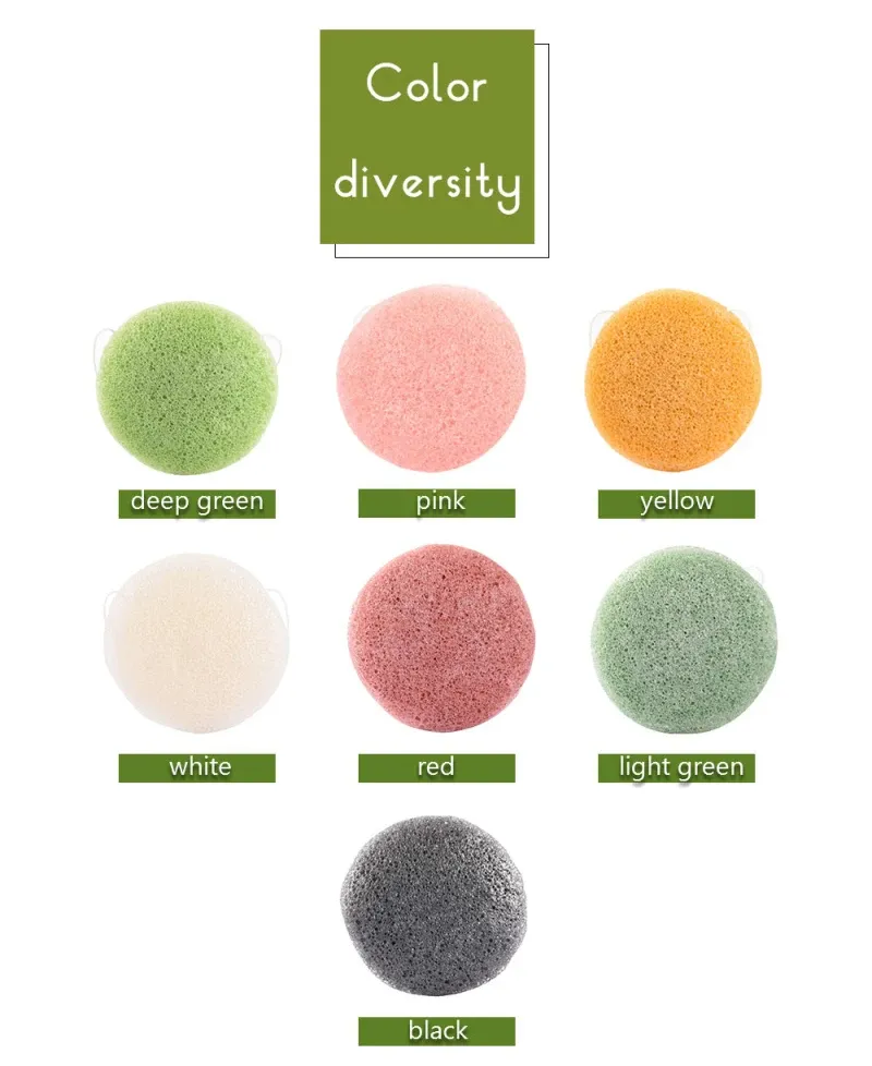 Konjac Sponge For Washing Face Round Konjac Konnyaku Sponge Facial Cleansing Exfoliator Bathing Puff Face Wash Puff – image 3