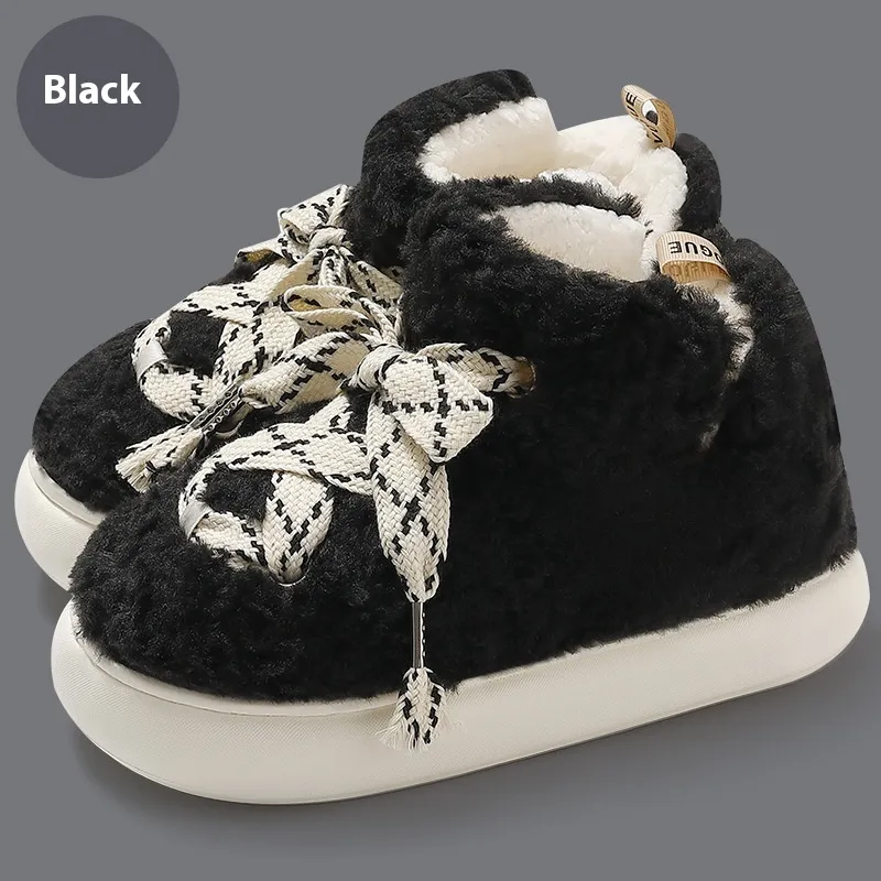 Home Non-slip Thick Bottom Household Cotton Slippers Women - Black