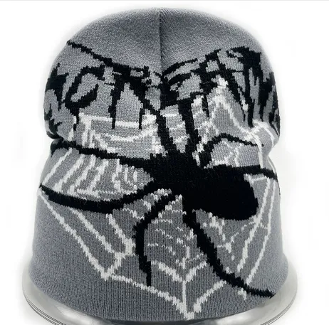 Y2g Knitting Round Machine Cap Jacquard Spider Series No Brim - Grey