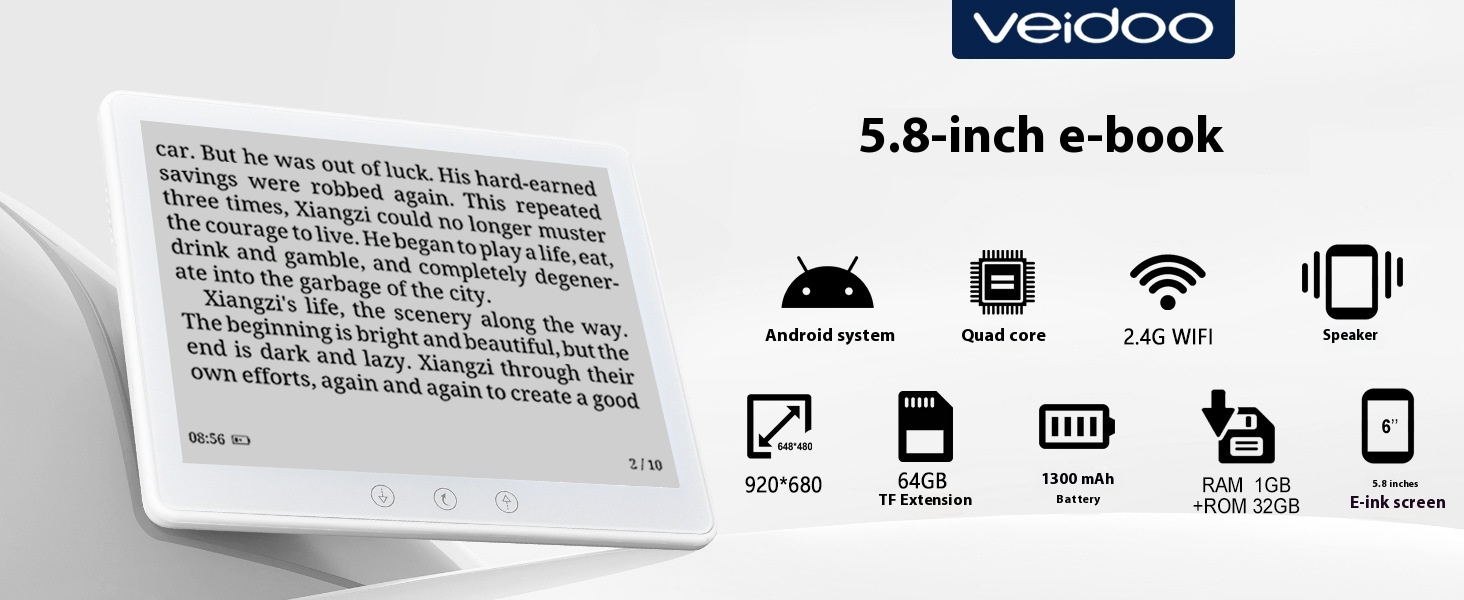 Title 1, WiFi E-book 58-inch Quad-core HD E-ink scherm e...