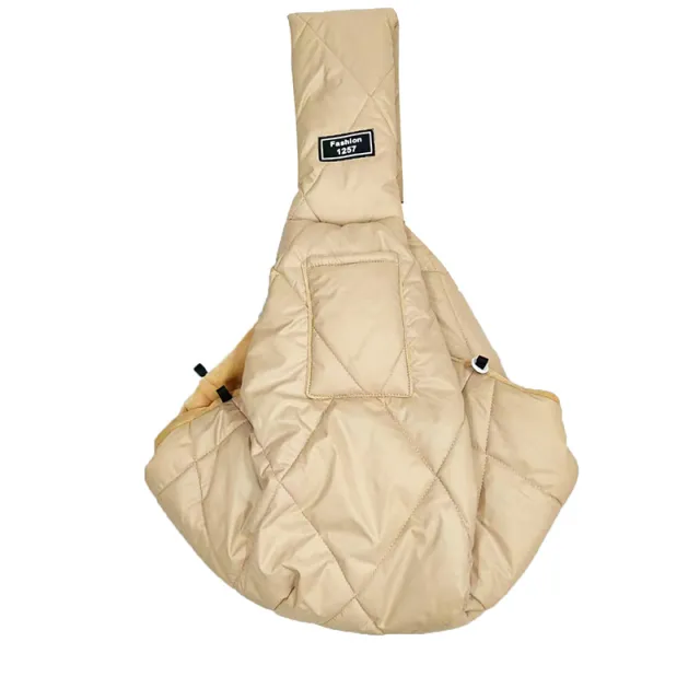 Winter Pet Bag Cold proof Crossbody Down Warm Backpack For Going Out Apricot - Shop at LoveMi